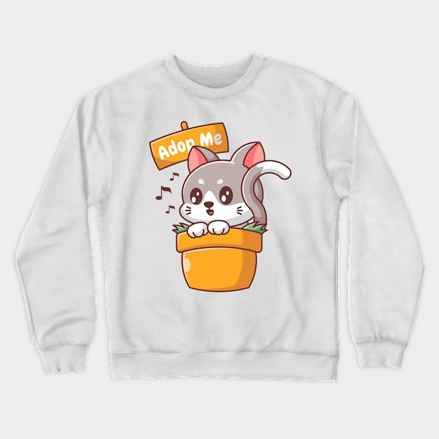 The cat is in the flowerpot Crewneck Sweatshirt by Wawadzgnstuff